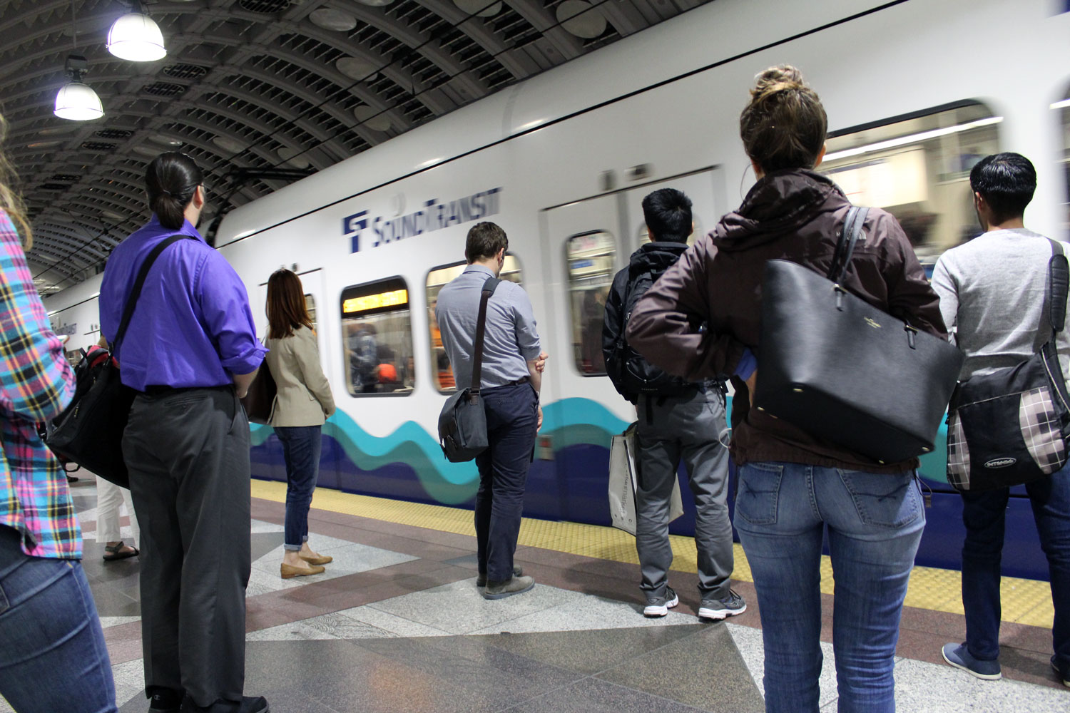 P_190308_N7524_Seattle_Subway A group of people wait for the subway.